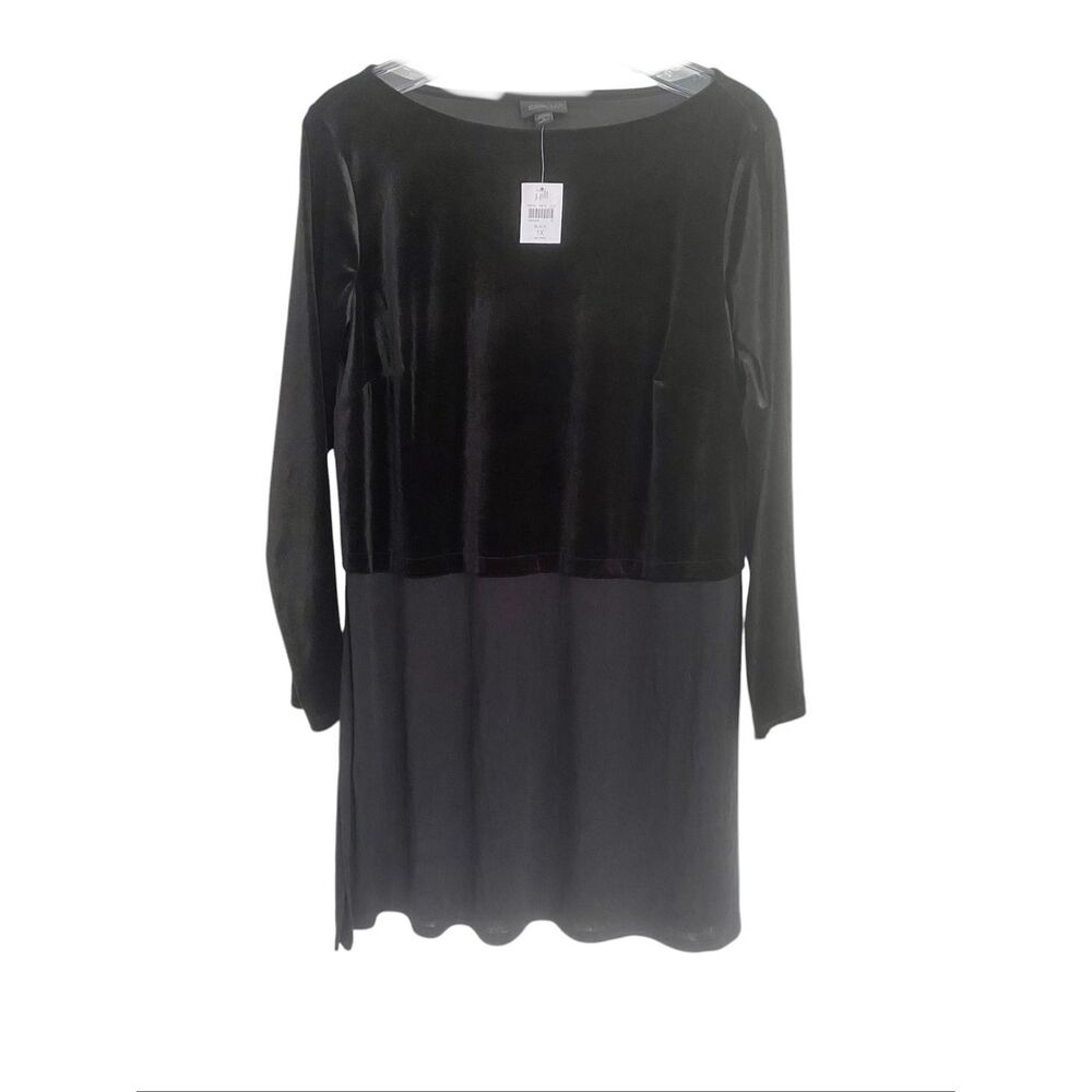 J. Jill Black Velvet Long Sleeve Tunic Sz 1X NWT